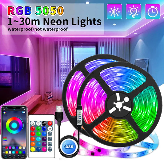 USB LED Strip Lights APP Control Color Changing 5050 RGB Led Light Flexible Lamp Tape for Room Decoration TV Backlight Diode - Surpriseshopper.com