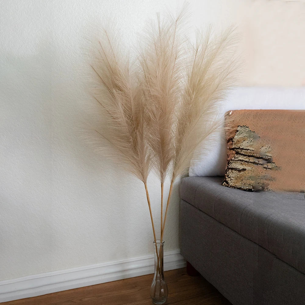 1Pcs Faux Pampas Grass Decor Plume Grass Artificial Phragmites australis Vase Decorations Fake Reeds Plants Everlasting Flowers