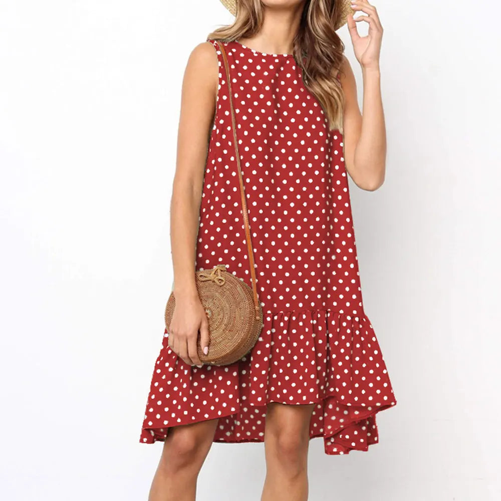 Jocoo Jolee Summer Chiffon Dress Women Polka Dot Ruffles Mini Dress Casual Loose Beach Party Street Short Sundress Vestidos