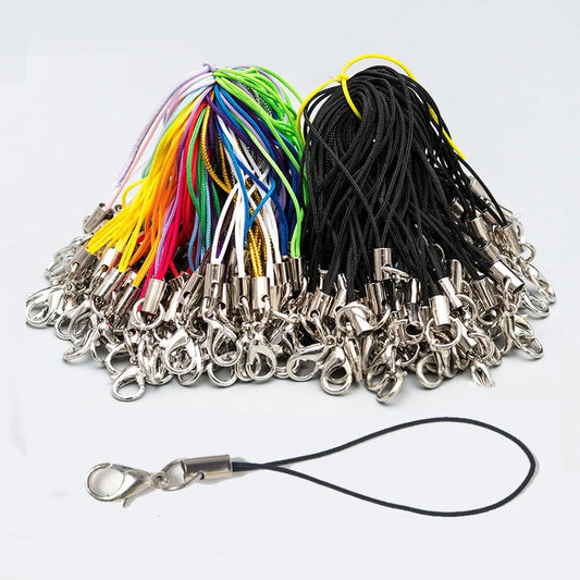 Mixed 20pcs/lot Thread Cord Lobster keyrings Key Holder Bag Key Ring Bags Toys Phone Hanger DIY Keyfob KeyChain Accessories