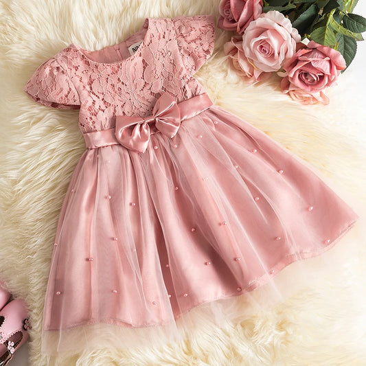 Toddler 12M-5Y Girl Lace Wedding Party Dress Kids Baby Tulle Birthday Princess Tutu Prom Child Christmas New Year Party Costume