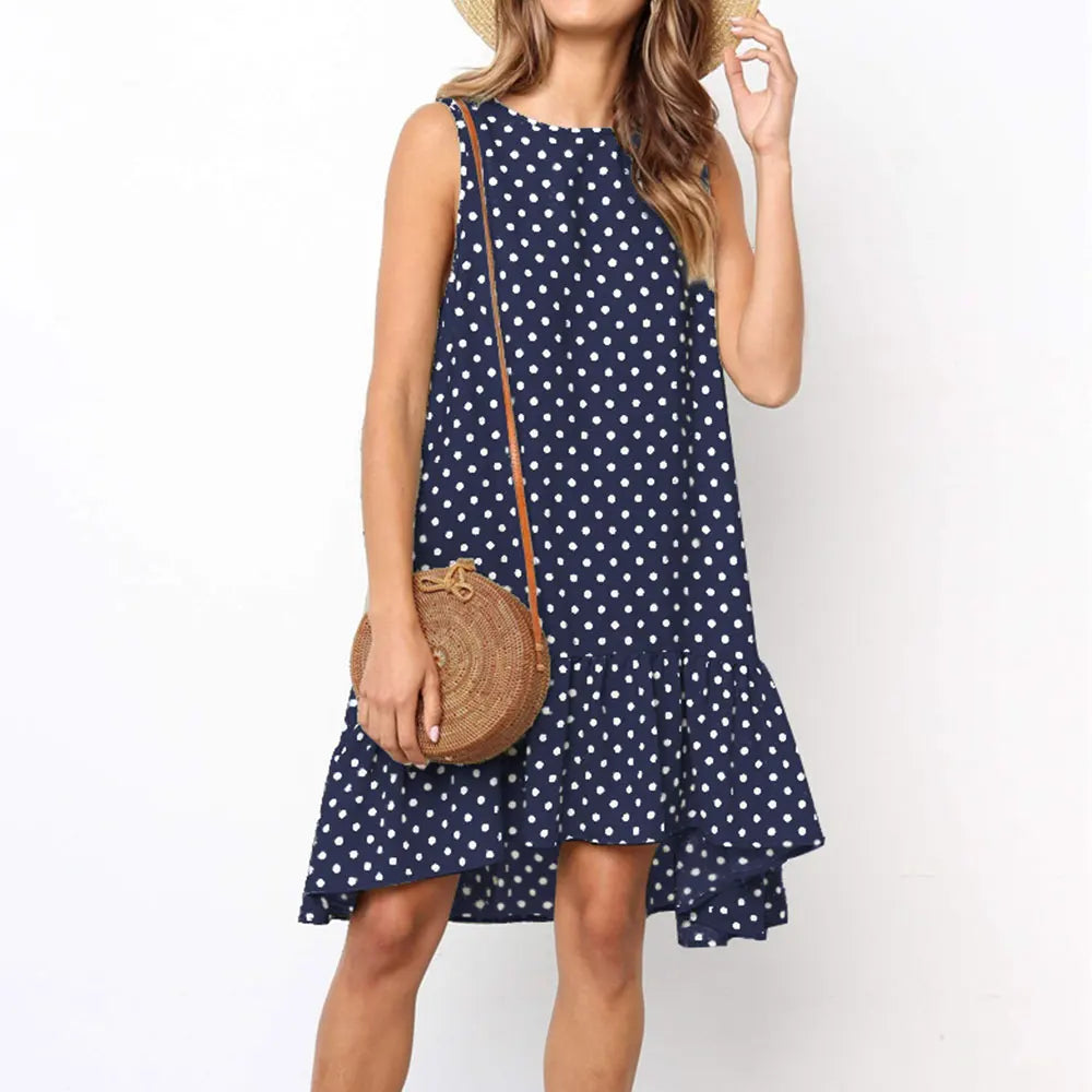 Jocoo Jolee Summer Chiffon Dress Women Polka Dot Ruffles Mini Dress Casual Loose Beach Party Street Short Sundress Vestidos