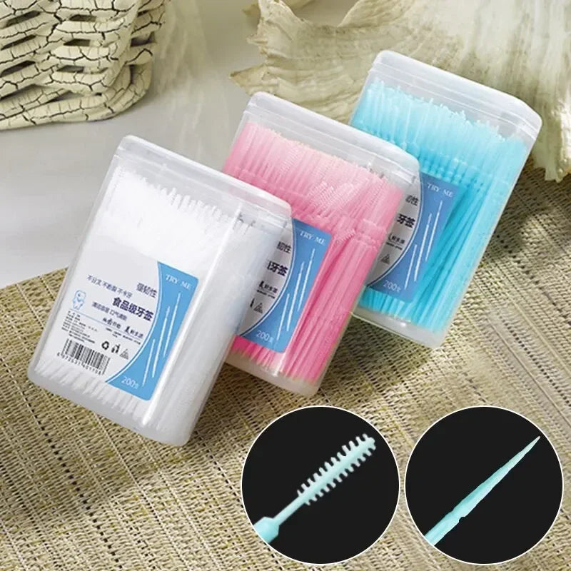 Toothpick Disposable Family Box Packed Portable Ultra Fine Pick Double Head High End Personality Creative Fruit Stick 200 Pieces