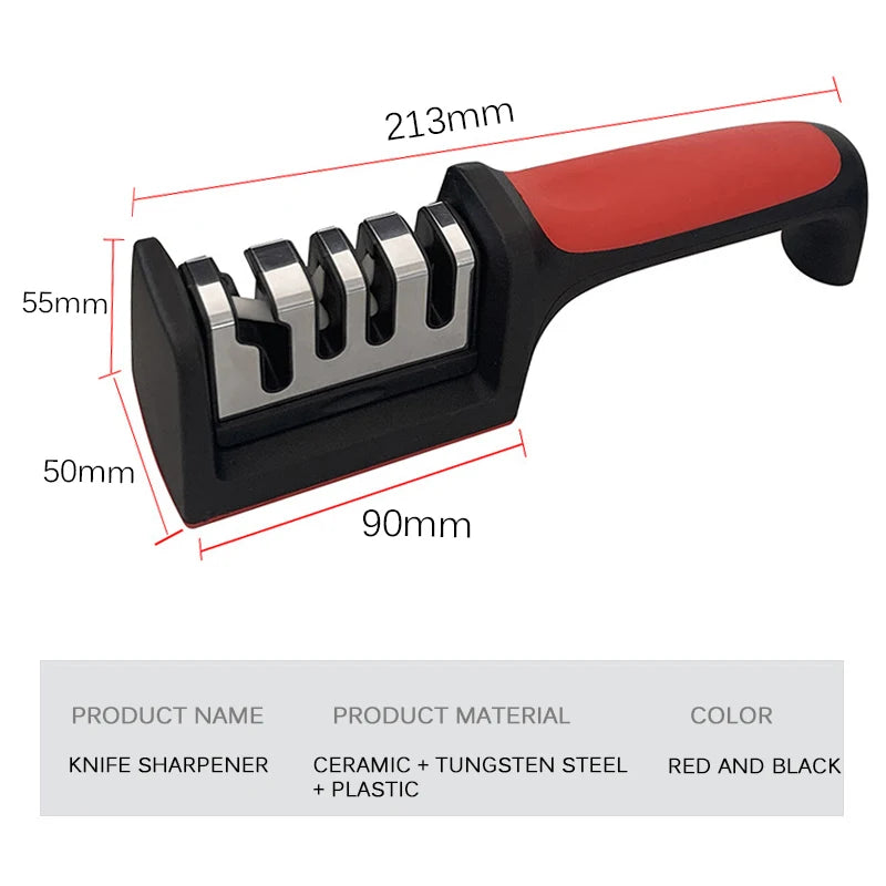 Kitchen 3/4-Segment Knife Sharpener Household Multi-Functional Hand-Held 3/4-Purpose Black Sharpening Stone - Surpriseshopper.com