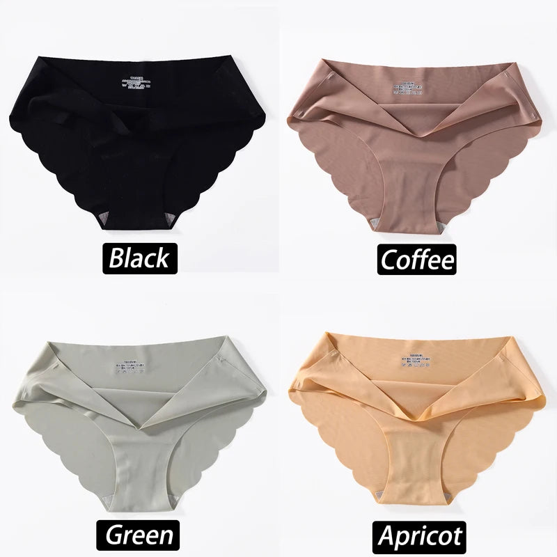 4PCS/Set Seamless Silk Briefs Sexy Panties For Women