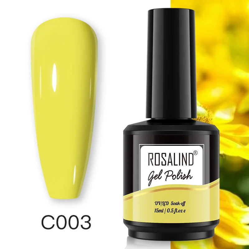 ROSALIND 15ML Pure Colors Nail Polish For Art Manciure Design Gel Nail Base Top Coat Semi Permanent Soak Off UV Gel Nail Varnish - Surpriseshopper.com