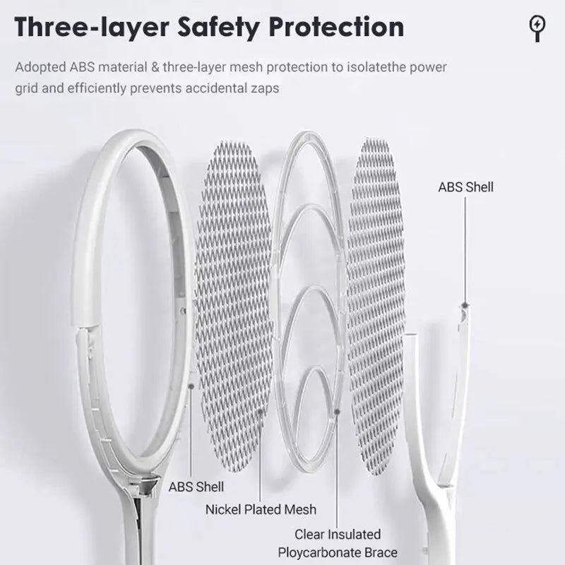 5 In 1 Fast Charging Racket Kill Fly Bug Safety Insulated Battery Powered Lamp ABS Adjustable Electric Mosquito Swatter - Surpriseshopper.com