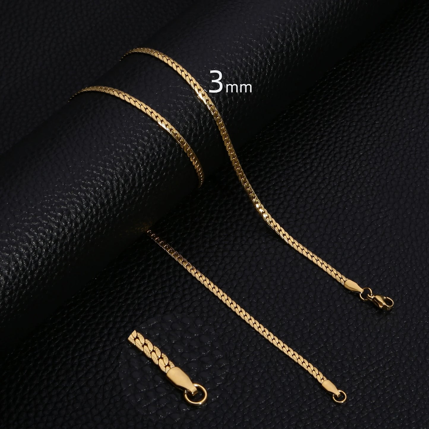 HIYEE Punk 3/4/5/6/7mm Embossed Flat Snake Chain Necklace Gold/Silver Colored Stainless Steel Chain Men Women Fashion Jewelry