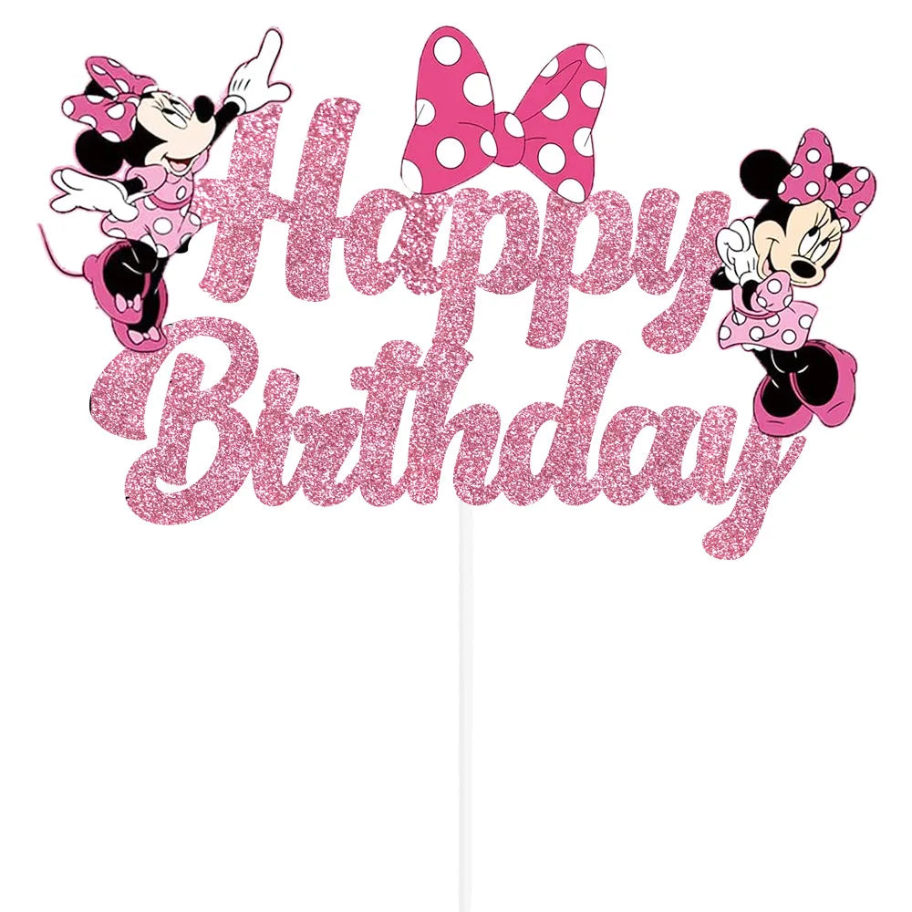 Disney Minnie Mouse Cake Decorations Minnie Party Cake Topper for Kids Birthday Party 1st Baby Shower Cake Decor Supplies Gifts