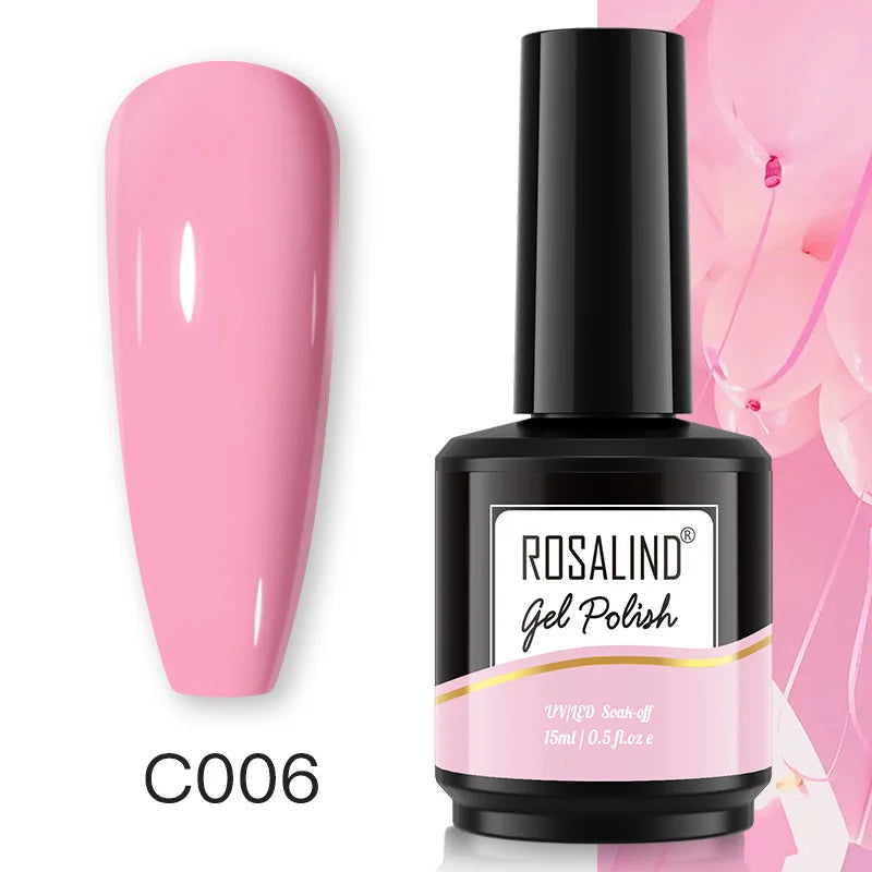 ROSALIND 15ML Pure Colors Nail Polish For Art Manciure Design Gel Nail Base Top Coat Semi Permanent Soak Off UV Gel Nail Varnish - Surpriseshopper.com