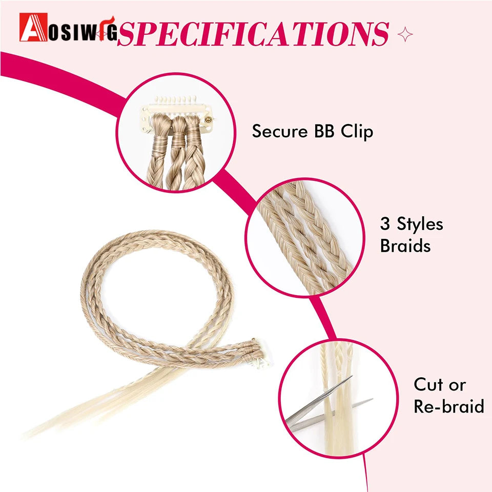 Braid Clip in Hair Extensions 2Pcs Braids Long Synthetic Ponytail Hairpieces For Women Girls Daily Christmas Cosplay