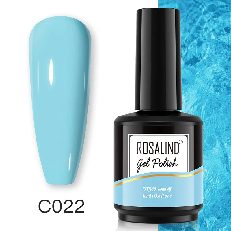 ROSALIND 15ML Pure Colors Nail Polish For Art Manciure Design Gel Nail Base Top Coat Semi Permanent Soak Off UV Gel Nail Varnish - Surpriseshopper.com