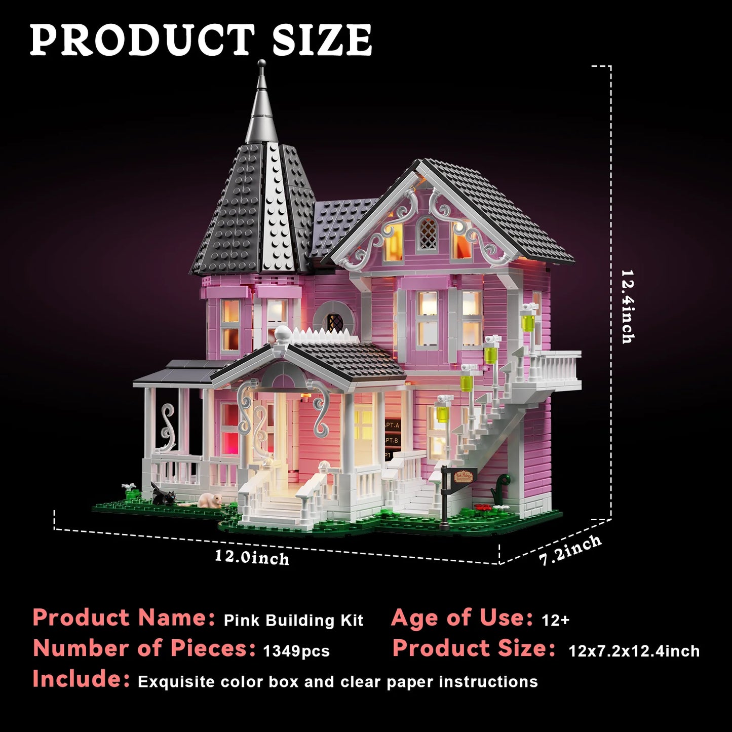 NEW Coralined Pink Palace Apartment Building Block Set Ideas Movie Architecture Model Toys for Boys and Girls Christmas Gifts