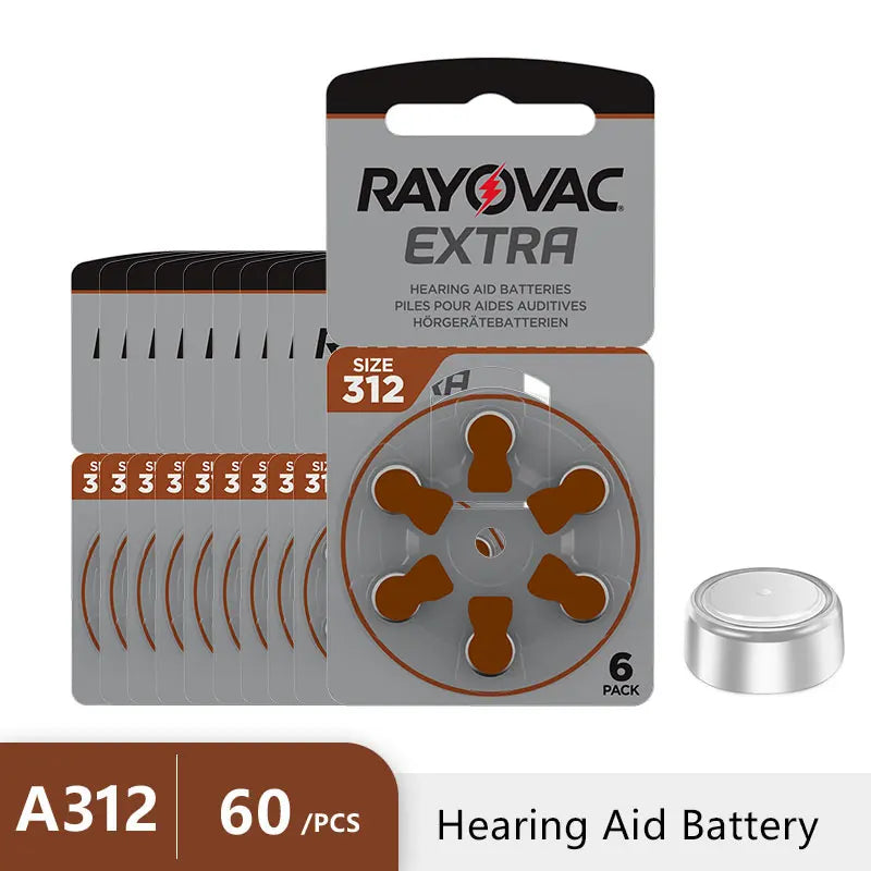 RAYOVAC EXTRA 60 PCS Zinc Air Performance Hearing Aid Batteries A312 312A ZA312 312 PR41 Hearing Aid Battery A312 Free Shipping