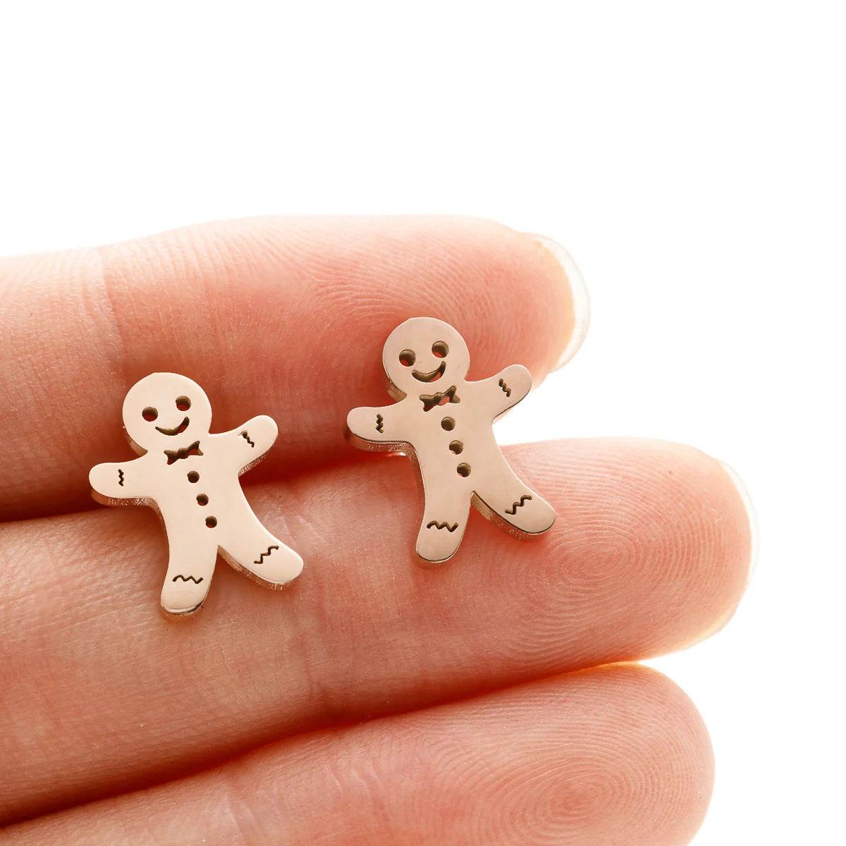 Mini Cartoon Gingerbread Snowman Stud Earrings Ladies Gold Color Stainless Steel Earrings Girl Tragus Jewelry Pircing Oreja Surpriseshopper.com