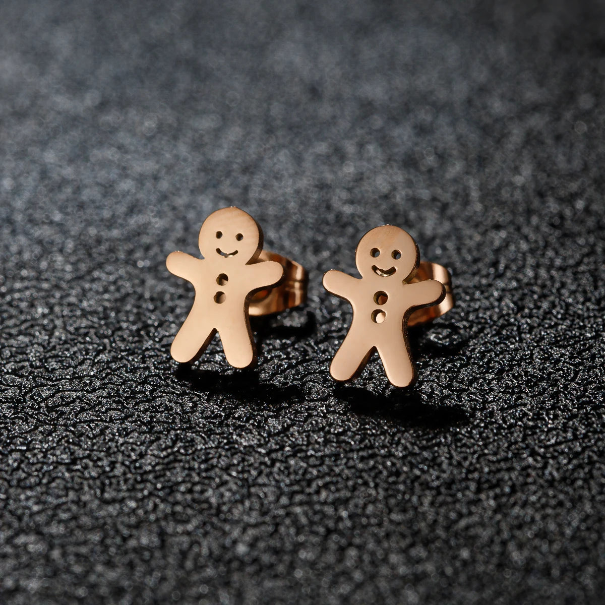 Mini Cartoon Gingerbread Snowman Stud Earrings Ladies Gold Color Stainless Steel Earrings Girl Tragus Jewelry Pircing Oreja Surpriseshopper.com