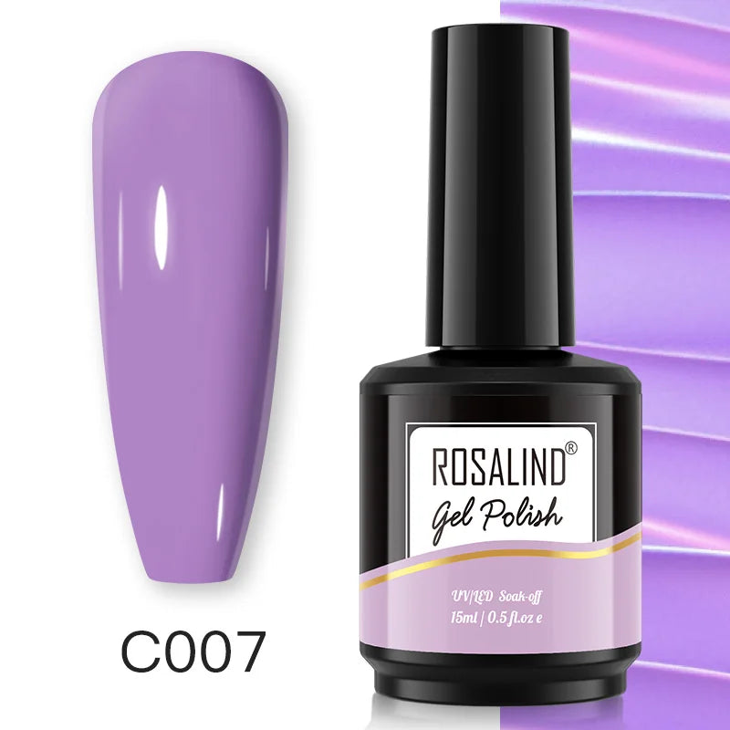 ROSALIND 15ML Pure Colors Nail Polish For Art Manciure Design Gel Nail Base Top Coat Semi Permanent Soak Off UV Gel Nail Varnish - Surpriseshopper.com