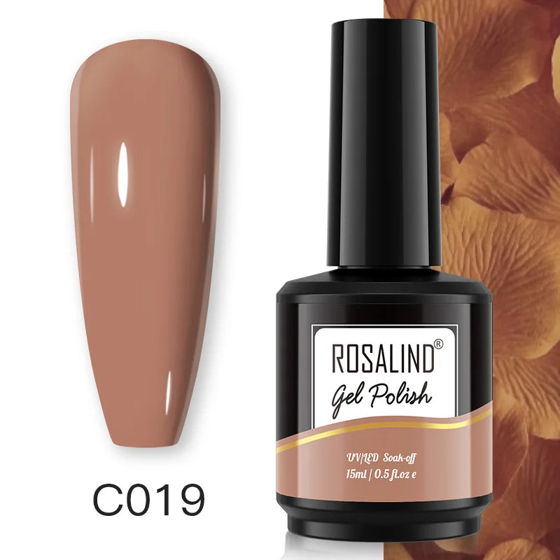 ROSALIND 15ML Pure Colors Nail Polish For Art Manciure Design Gel Nail Base Top Coat Semi Permanent Soak Off UV Gel Nail Varnish - Surpriseshopper.com