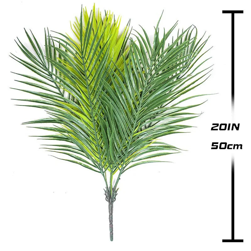 2PCS Artificial Tropical Palm Plants Plastic Shrubs Fern Leaves Grass Fake Plant Bushes for Outdoor Home Room Garden Yard Decor