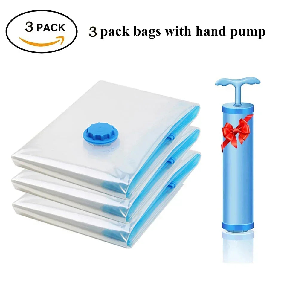 Vacuum Clothing Storage Bags Vacuum Packet Vacuum Sealer Bags for Clothes Travel Compression Bag Pack Organizer with Hand Pump