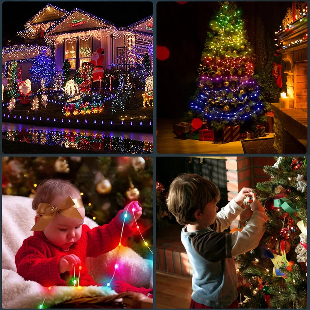 5M/10M/20M RGBIC LED Smart Fairy Lights Bluetooth APP Control String Light DIY for Christmas Party Wedding Home Decoration