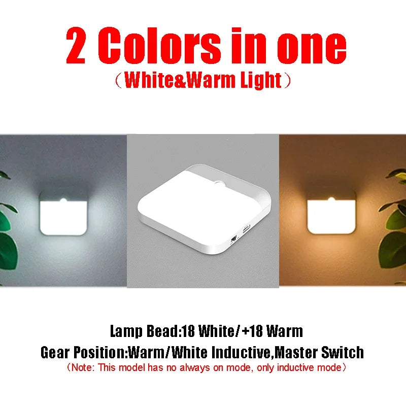 USB Rechargeable Dimmable Night Lamp Smart Night Lights Motion Sensor Wireless LED Lighting for Closet  Cabinet Indoor Lighting