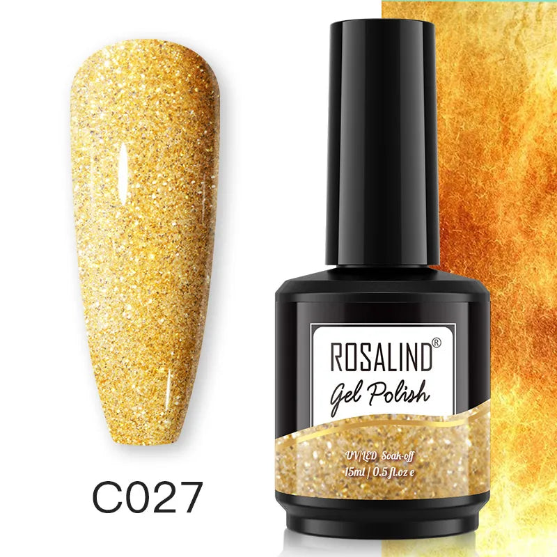 ROSALIND 15ML Pure Colors Nail Polish For Art Manciure Design Gel Nail Base Top Coat Semi Permanent Soak Off UV Gel Nail Varnish - Surpriseshopper.com