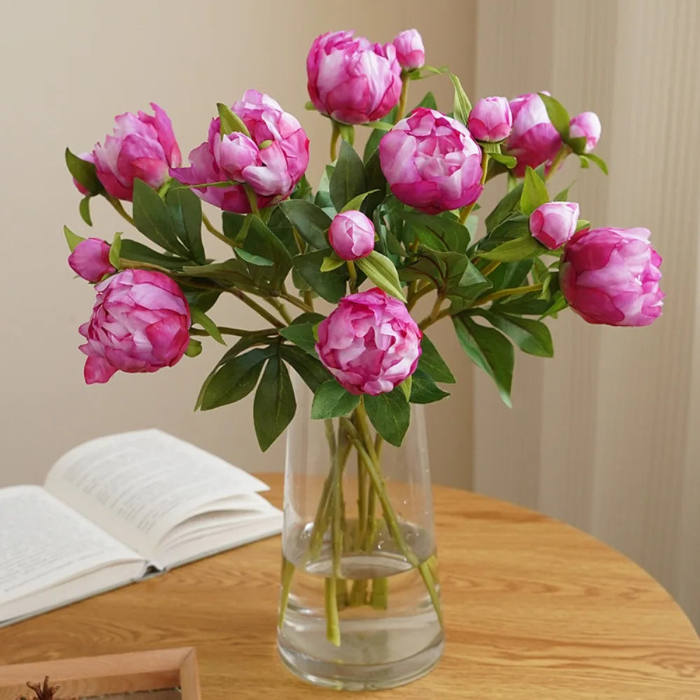 European-Style 2 Head Simulated Peony Mini Artificial Fake Flower Retro Small Peony Silk Flower Art Arrangement Home Party Decor