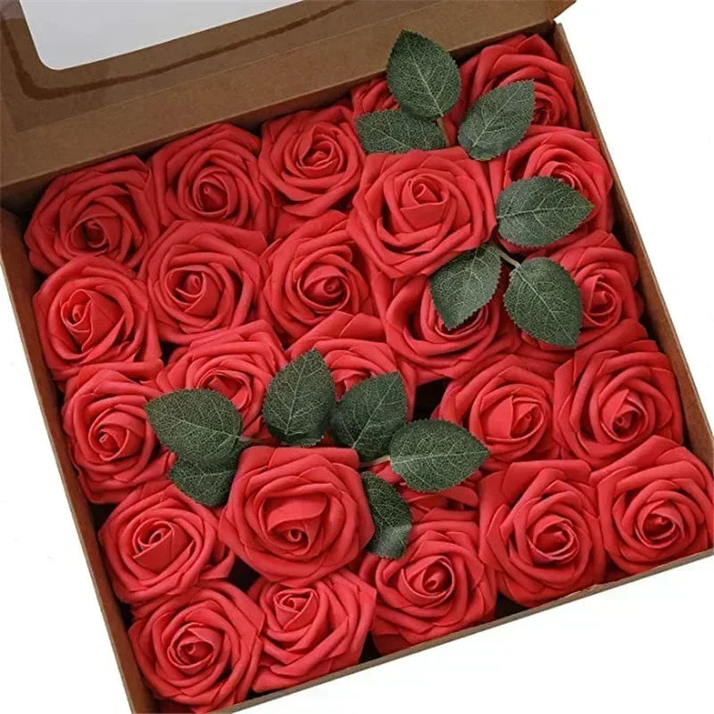 10/25/50Pcs Artificial Rose Flowers Foam Fake Flowers Roses for DIY Wedding Bouquets Party Home Decor Garden Decoration