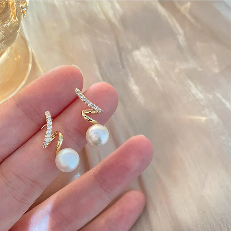 GoldenGlow: Minimalist Gold Pearl Tiny Hoop Earrings