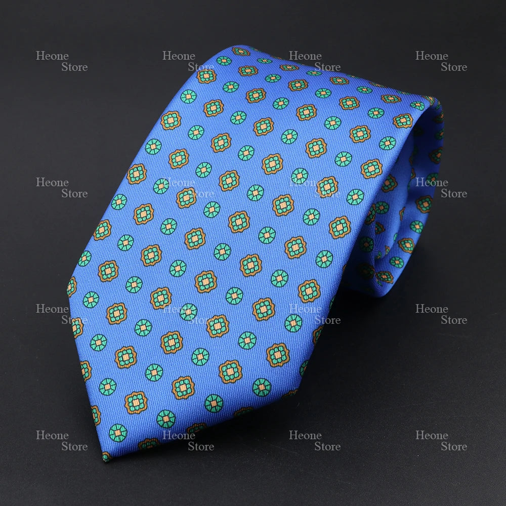 Super Soft Bohemian Silk Polyester Ties For Men Novelty Design Blue Light Color Wedding Office Business Gravata Printed Tie Gift