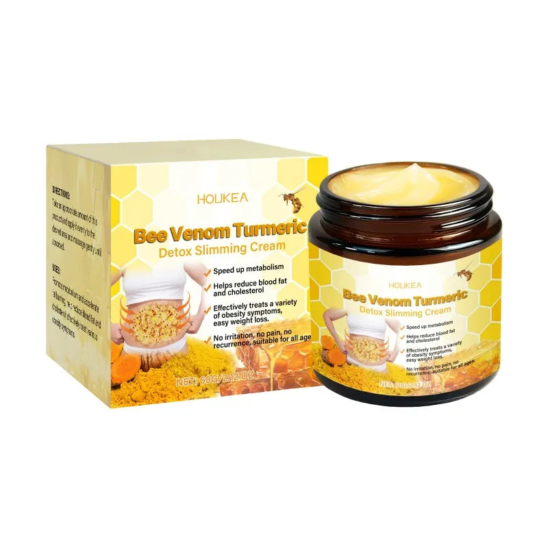 Bee Venom Turmeric Detox Slimming Cream Fat Burning Shrinking Weight Loss Anti-Cellulite Promote Metabolism Massage Cream