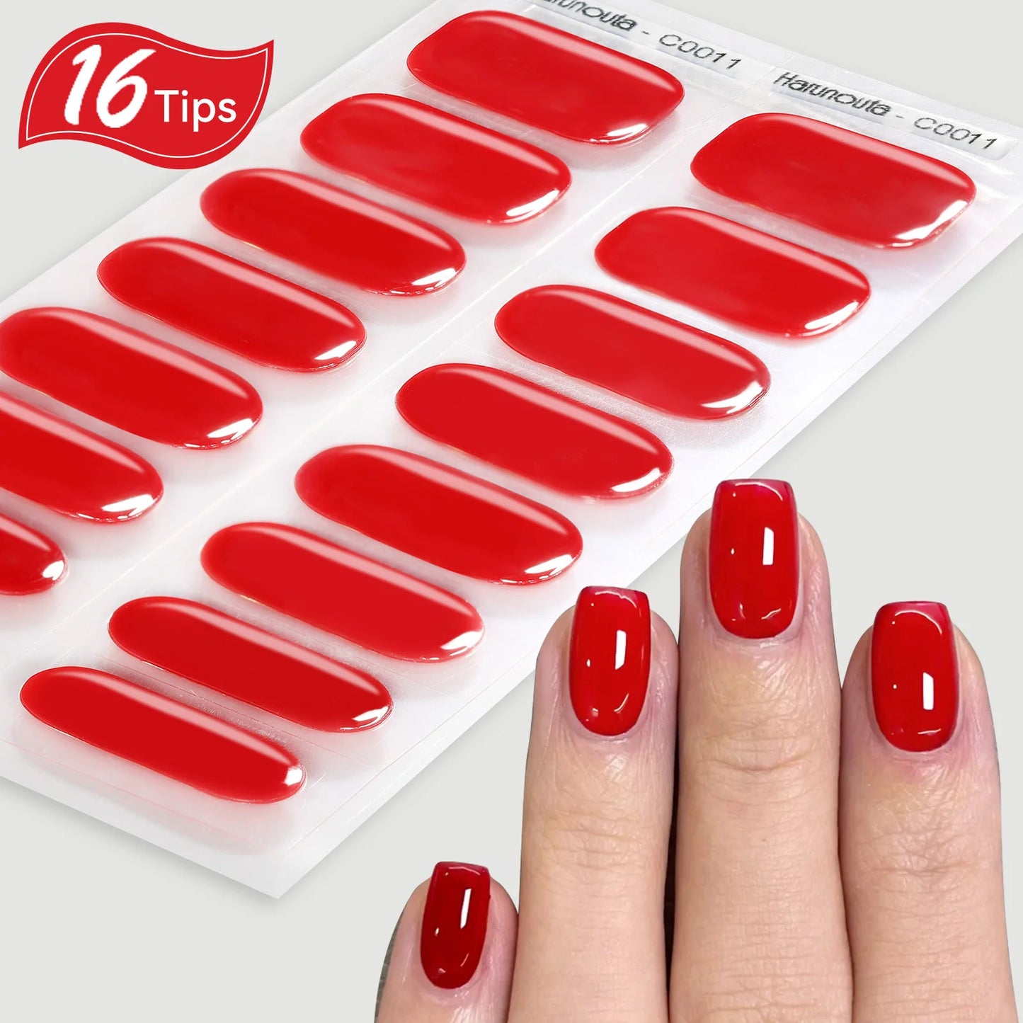 Harunoura Red Series Semi Cured Gel Nail Strips Maroon Gel Polish Nail Stickers Waterproof Long Lasting Stickers for Nails Decor