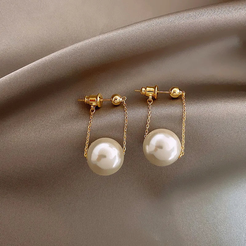 GoldenGlow: Minimalist Gold Pearl Tiny Hoop Earrings