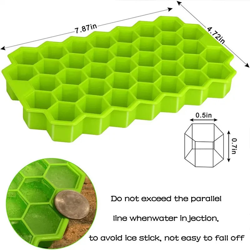 1pcs Honeycomb 37 Lattice Cube Tray Maker With Lid DIY Ice Mold