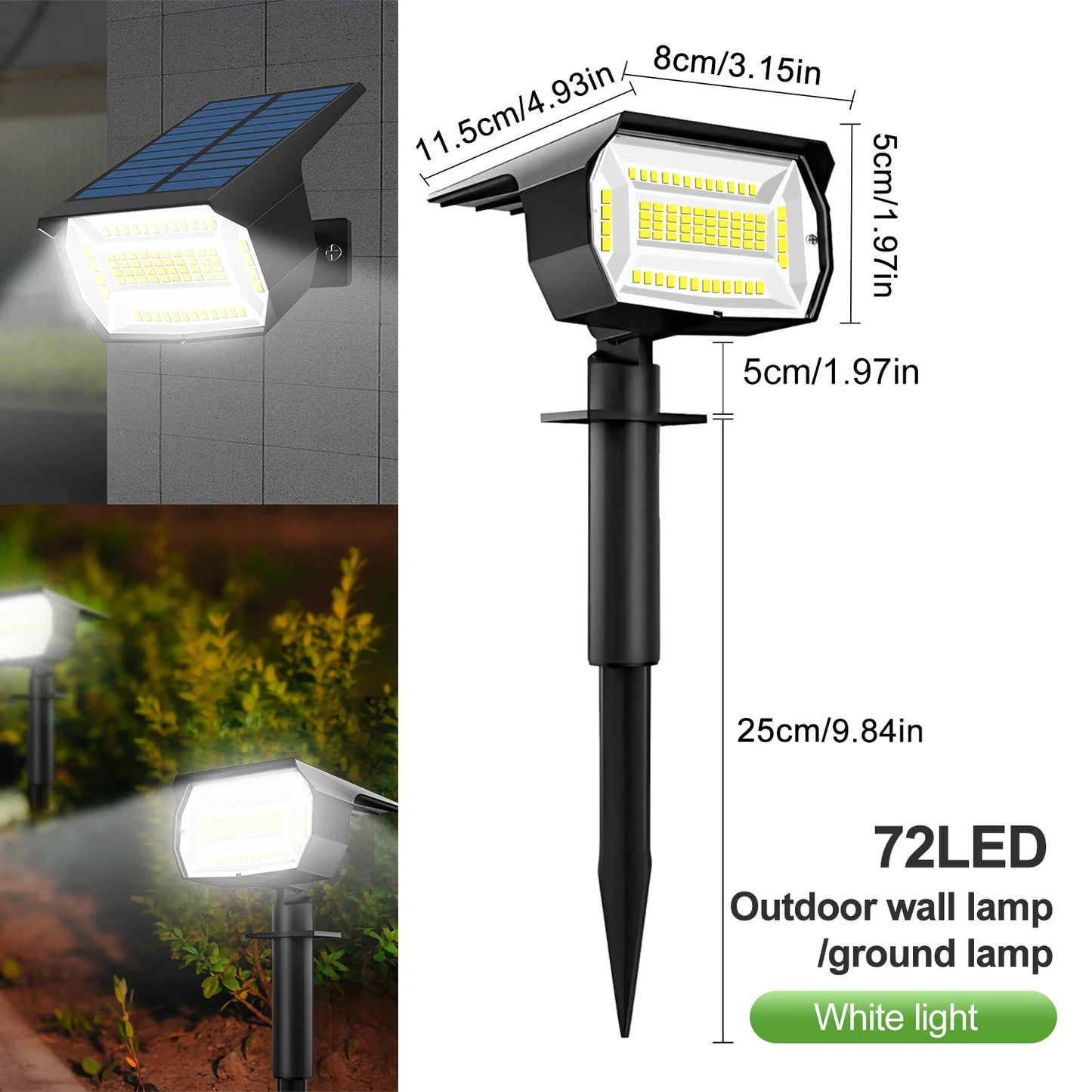 SolarBright: 72/68 LED Waterproof Solar Landscape Lights with 3 Modes