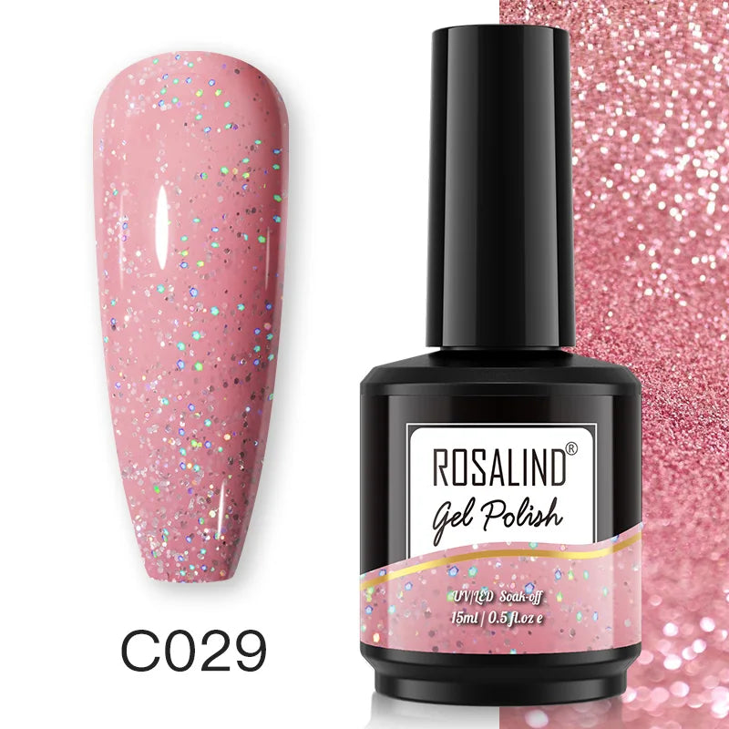 ROSALIND 15ML Pure Colors Nail Polish For Art Manciure Design Gel Nail Base Top Coat Semi Permanent Soak Off UV Gel Nail Varnish - Surpriseshopper.com