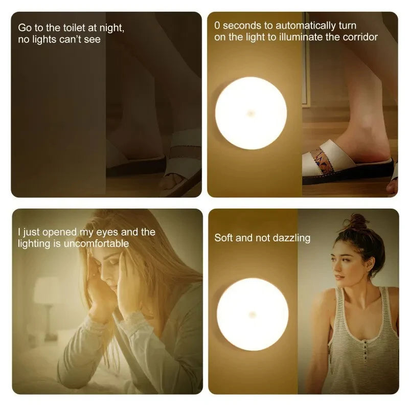 LED Night Light Smart Human Body Sensor with Digital Sensor Head Magnetic Suction Wireless-Use Eye Protect Night Lamp