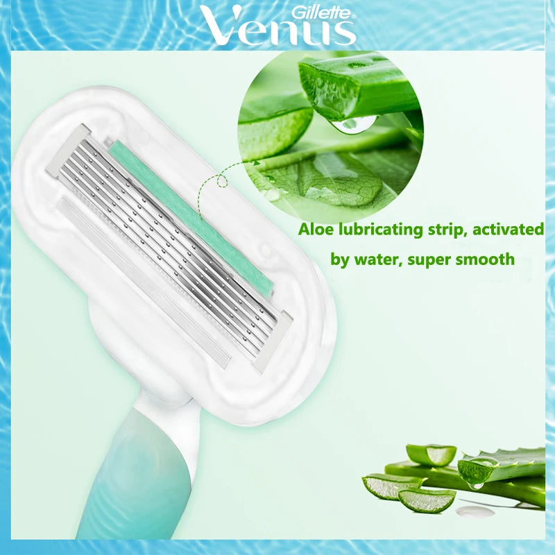 Gillette Venus Razor Blades Aloe 5 Layers Shaving Blades Suit for All Venus Holders Suitable for Sensitive Skin with Soap Bar - Surpriseshopper.com