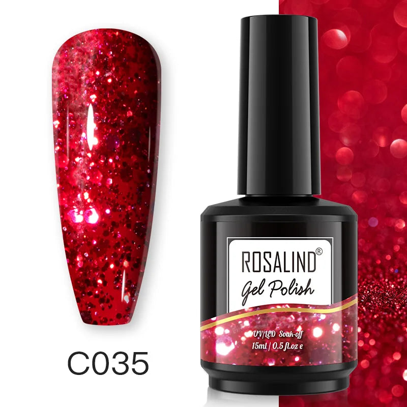 ROSALIND 15ML Pure Colors Nail Polish For Art Manciure Design Gel Nail Base Top Coat Semi Permanent Soak Off UV Gel Nail Varnish - Surpriseshopper.com