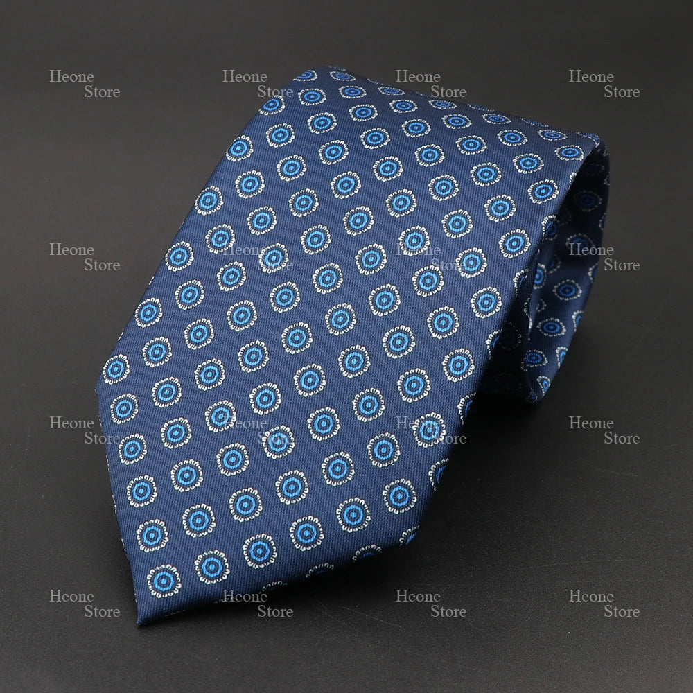 Super Soft Bohemian Silk Polyester Ties For Men Novelty Design Blue Light Color Wedding Office Business Gravata Printed Tie Gift