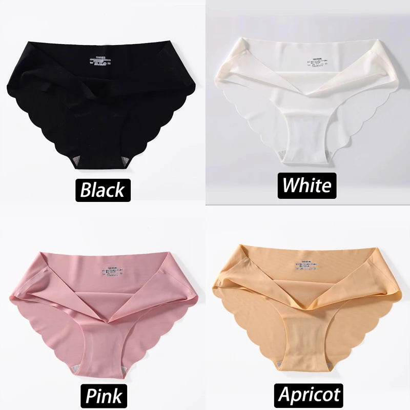 4PCS/Set Seamless Silk Briefs Sexy Panties For Women