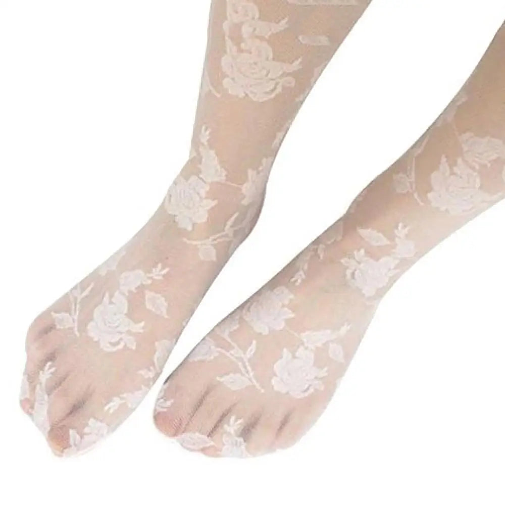 Fashion Rose Pattern Tight Lace Pantyhose Women Sexy See-through Stockings Tights Leggings