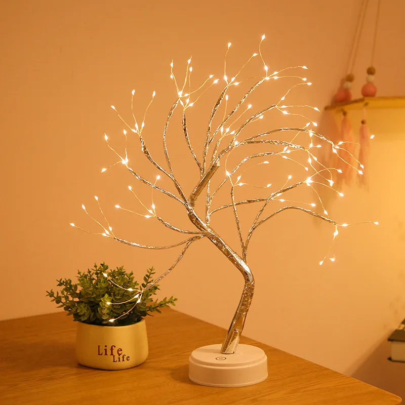 LED Rose Leaf Table Lamp USB Christmas Tree Fairy Light Night Lights Home DIY Party Wedding Bedroom Decoration Mother's Day Gift