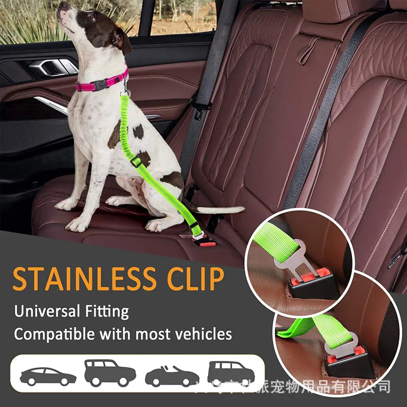 Elastic Nylon Dog Seat Belt For Small Large Dogs Adjustable Reflective Durable Lead Puppy Travel Car Safety Rope