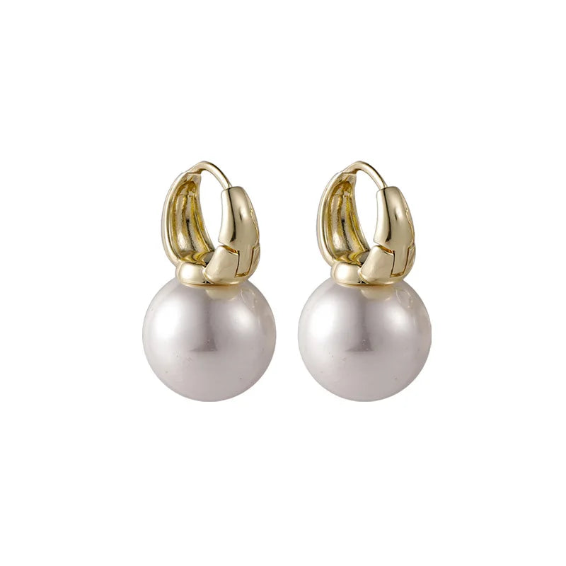 GoldenGlow: Minimalist Gold Pearl Tiny Hoop Earrings