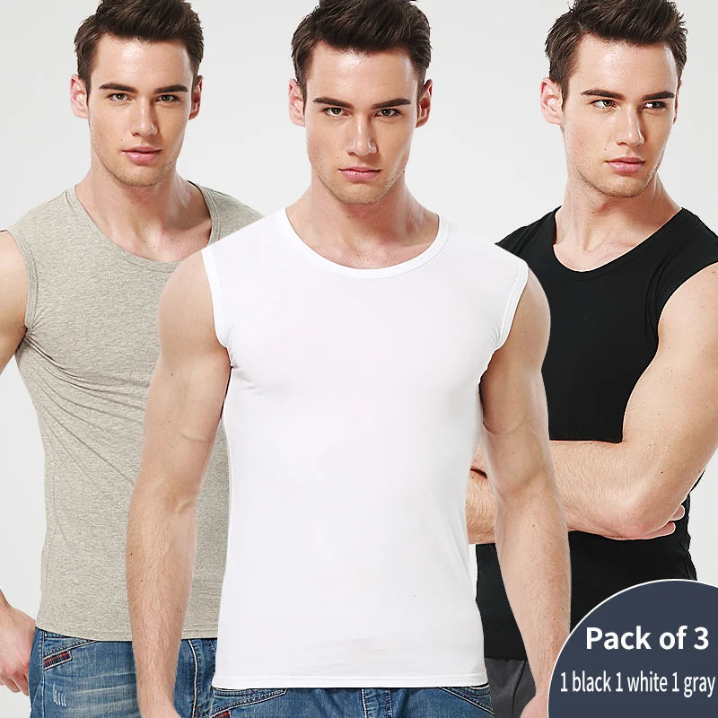 1/3 Piece Men's Wide-shouldered Cotton Vest Youth Sports Fitness Basketball Football Breathable Sweat-absorbent Joker Slim Top