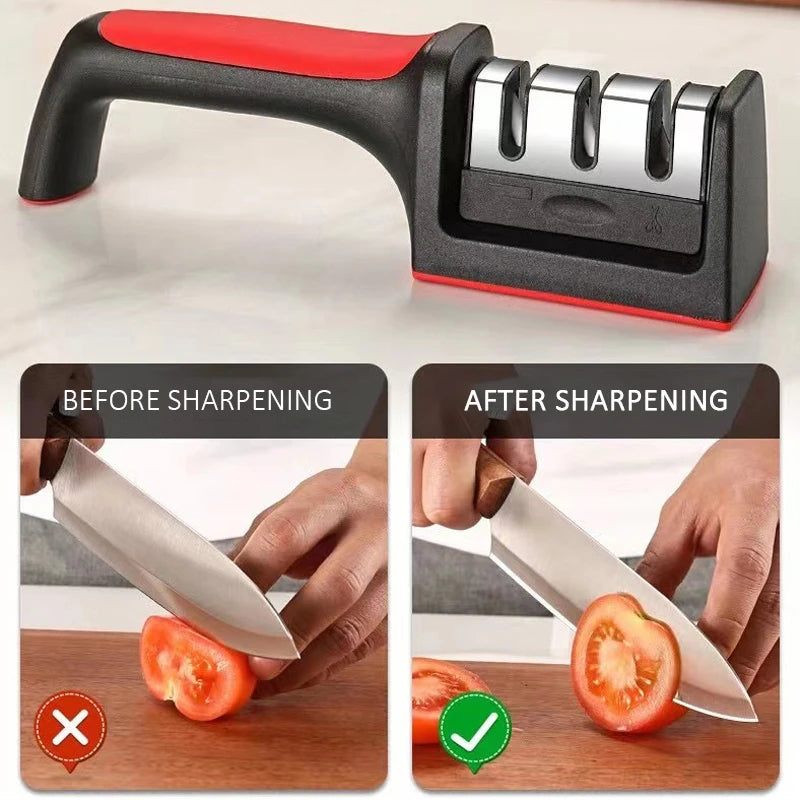 Kitchen 3/4-Segment Knife Sharpener Household Multi-Functional Hand-Held 3/4-Purpose Black Sharpening Stone - Surpriseshopper.com