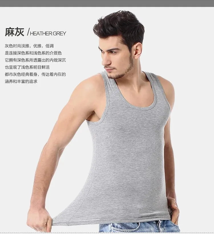 Four Seasons Men Pure Cotton Vest Youth Fit Sports Fitness Middle-aged Casual Sleeveless Top