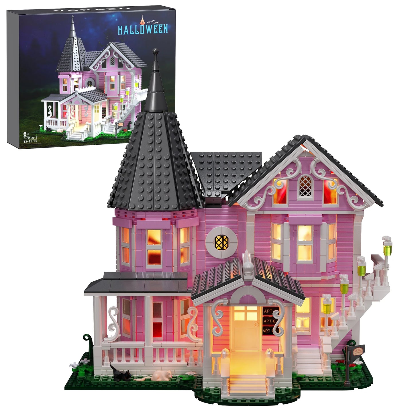 NEW Coralined Pink Palace Apartment Building Block Set Ideas Movie Architecture Model Toys for Boys and Girls Christmas Gifts